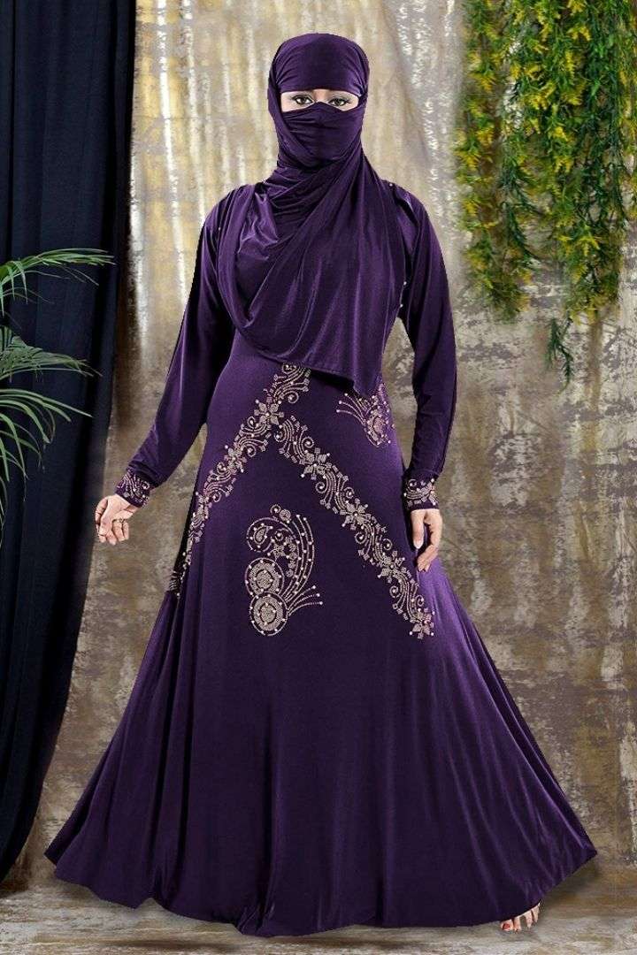 Abaya D. No. 795 Satin Silk With Stone Work With Hijab