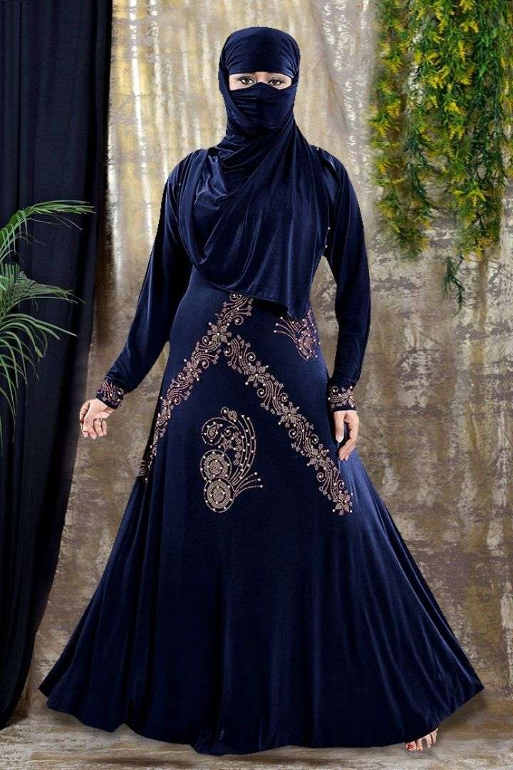 Abaya D. No. 798 Satin Silk With Stone Work With Hijab