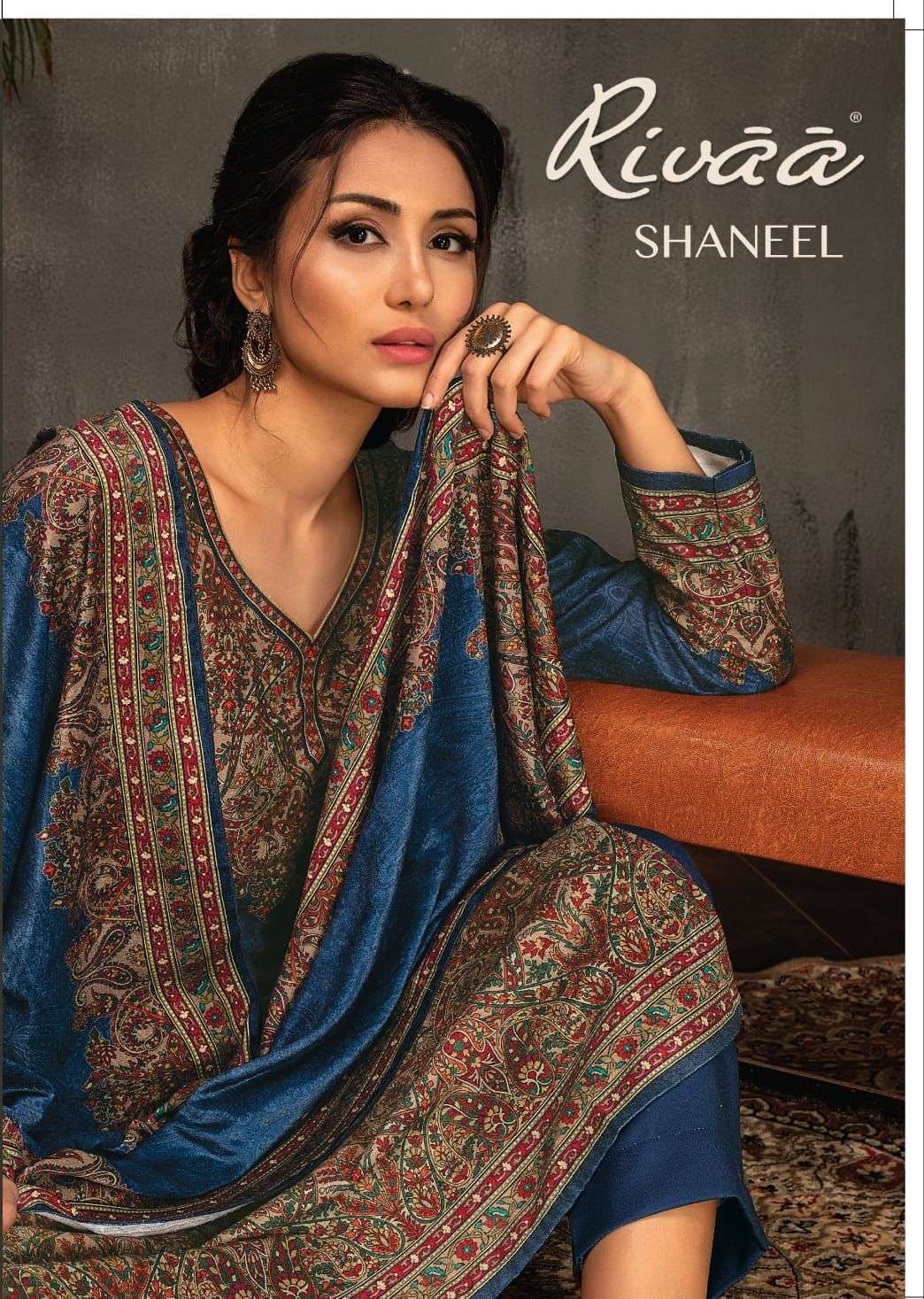 Rivaa Shaneel Printed Velvet Suit New Collection Dealer