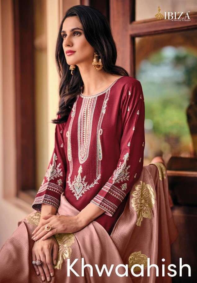 IBIZA PINK VELVET embroidery pakistani salwar suit