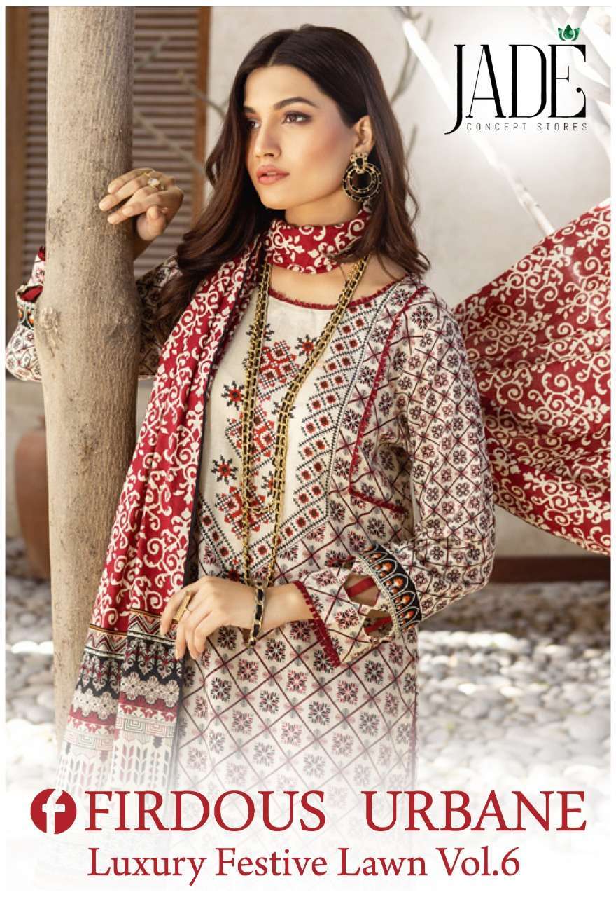Jade Firdous Urbane Luxury Lawn Collection Vol 6 Printed Pakistani Pattern Dress Material Collection Dealer