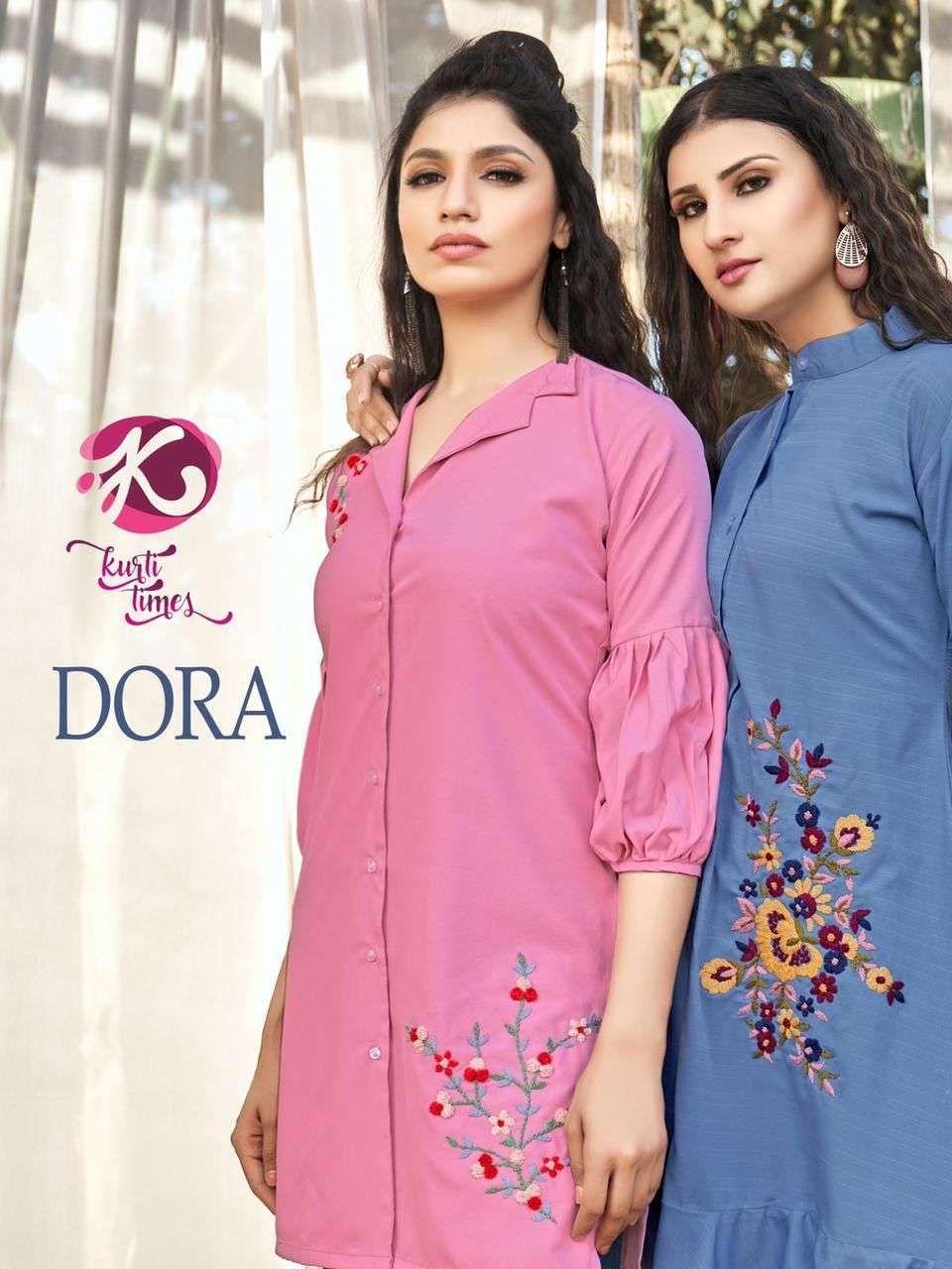 Kurti Times Dora Fancy Georgette Embroidered Kurti Collection in surat