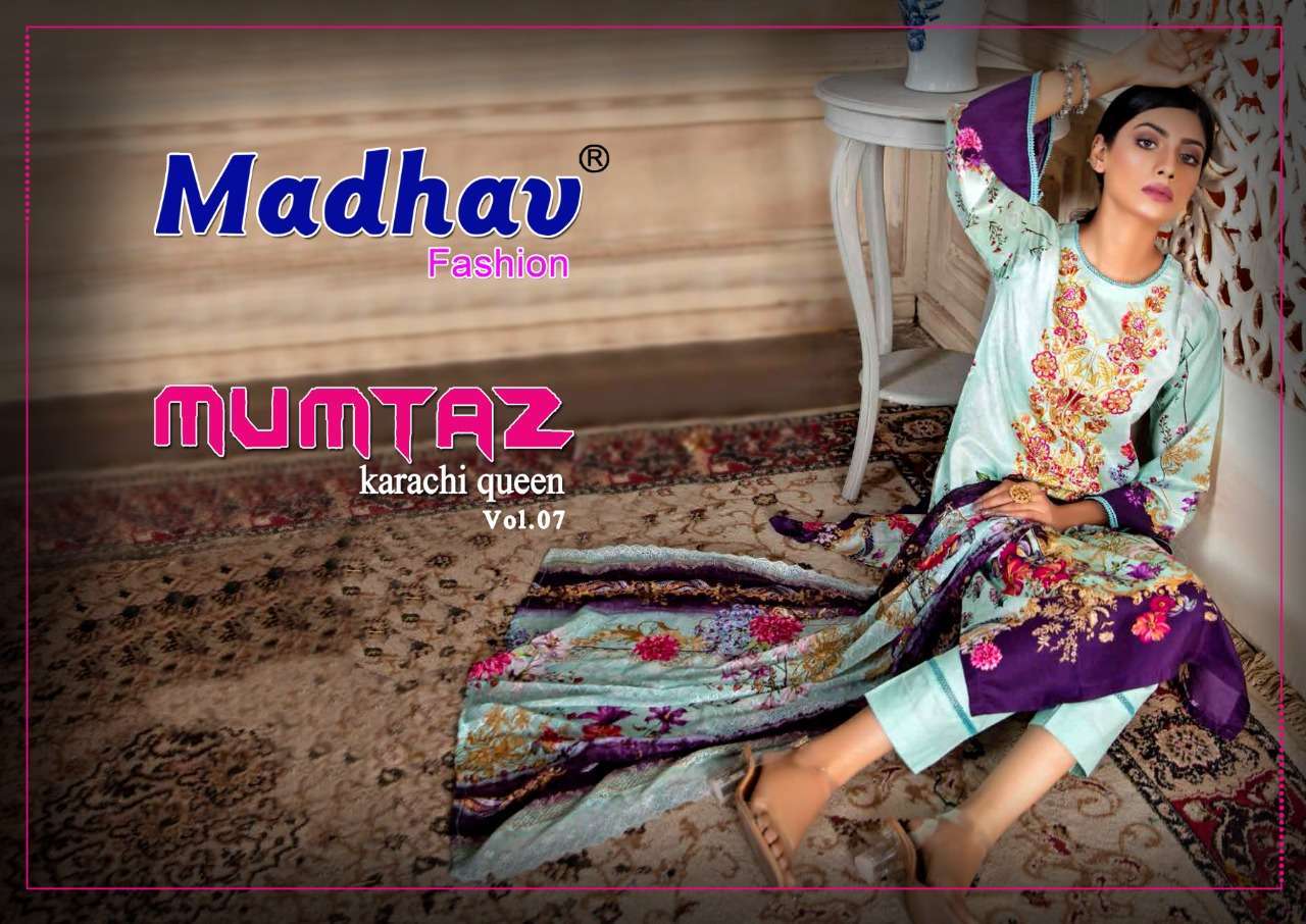 Madhav Mumtaz Karachi Queen Vol 7 Printed Dress Material New Collection in Surat