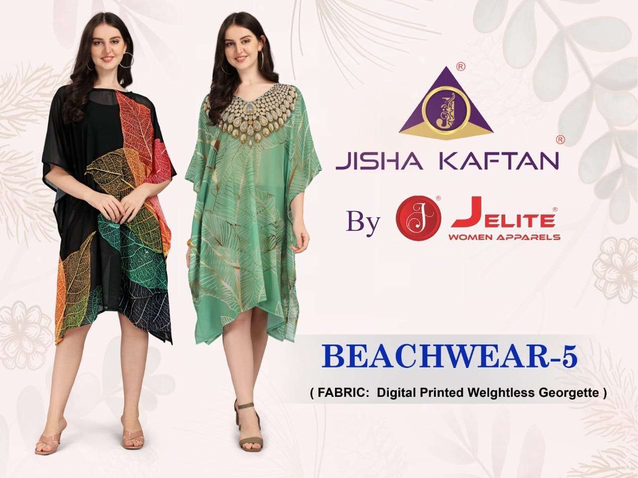 Jelite Beachwear Kaftan Vol 5 Printed Georgette Kaftan Collection Wholesaler