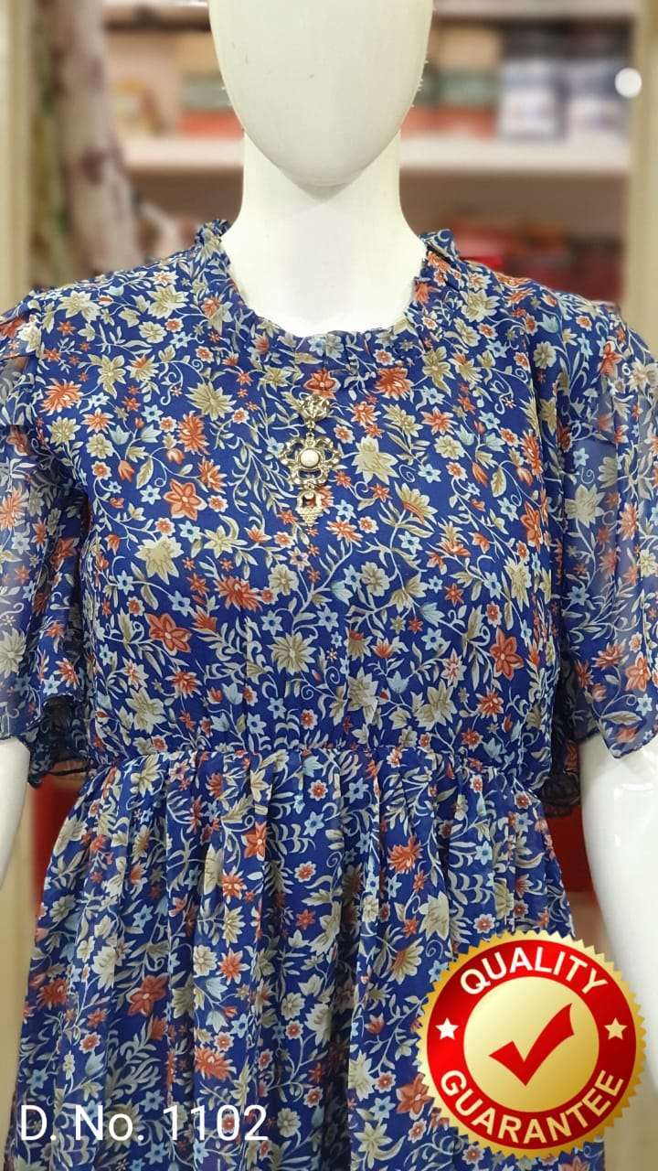 Ff D. No. 1102 Printed Georgette Kurti Catalog New Designs Collection in surat