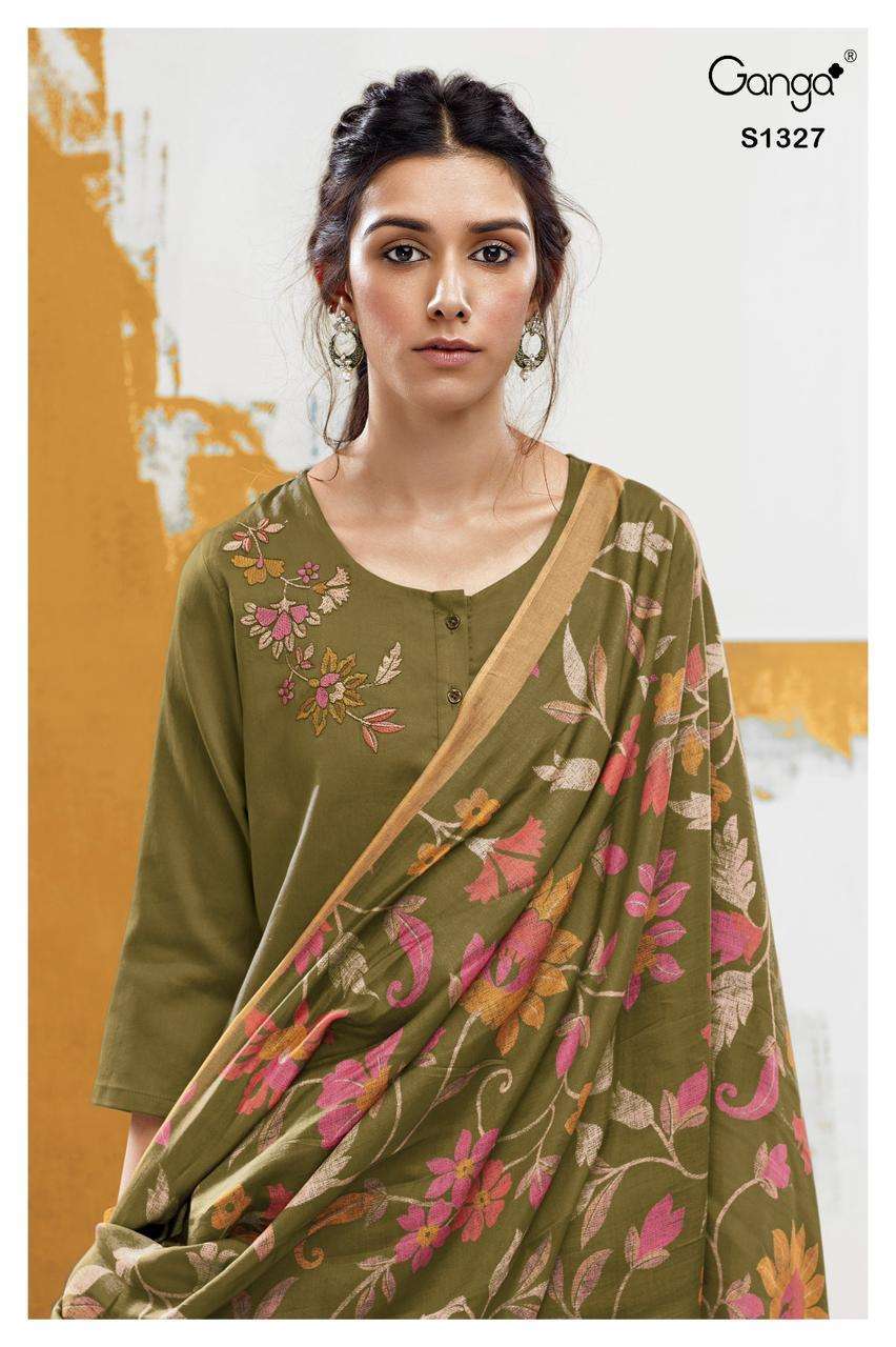 Ganga Ishana 1327 Cotton Silk Ladies Suit Catalog Suppliers