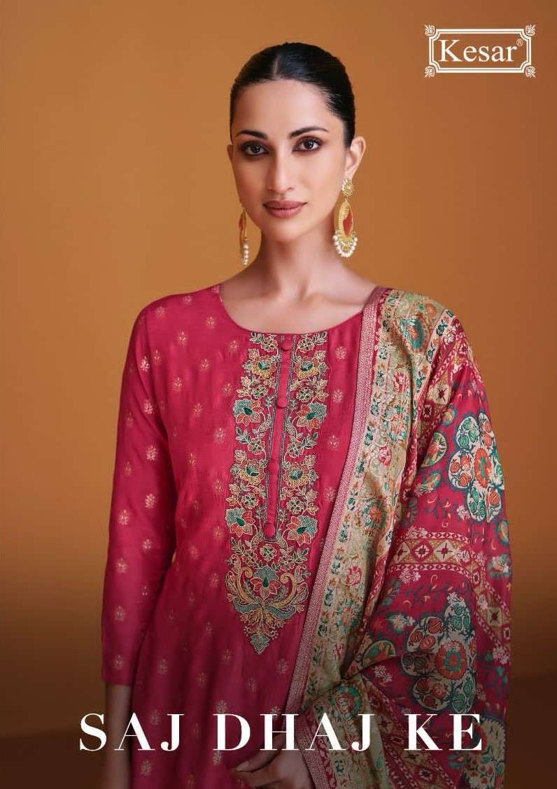 Karachi Prints Kesar Saj Dhaj Ke Silk Salwar Suit Wholesaler