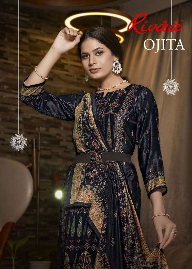 Rivaa Ojita Winter Wear Velvet Digital Print Fancy Ladies Suit Bulk Dealer
