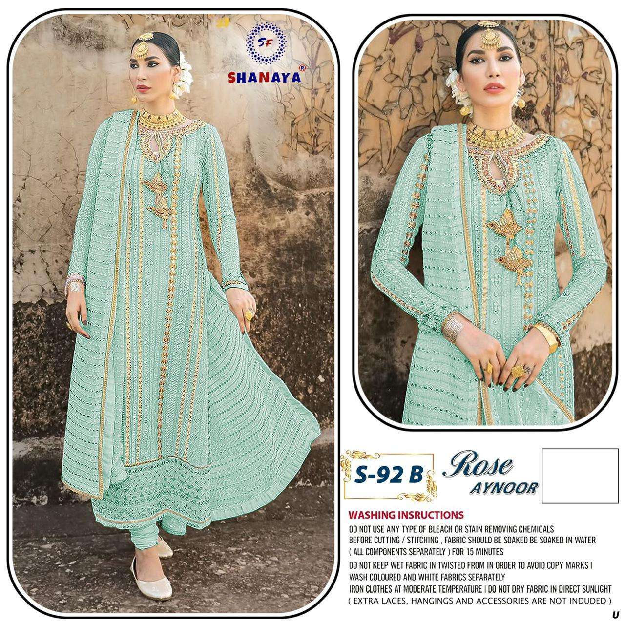 Shanaya Rose Aynooe S 92 Colors Fancy Pakistani Suit Collection Dealer