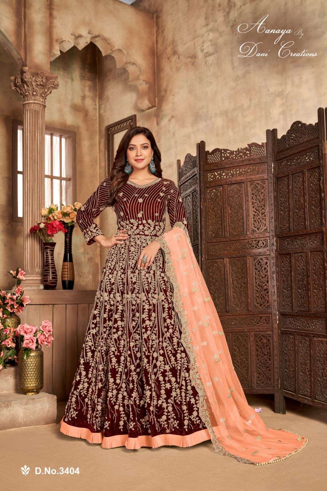 Launching New Designer Wedding Wear Look Full Velvet Anarkali Gown & D –  Sareevillahub