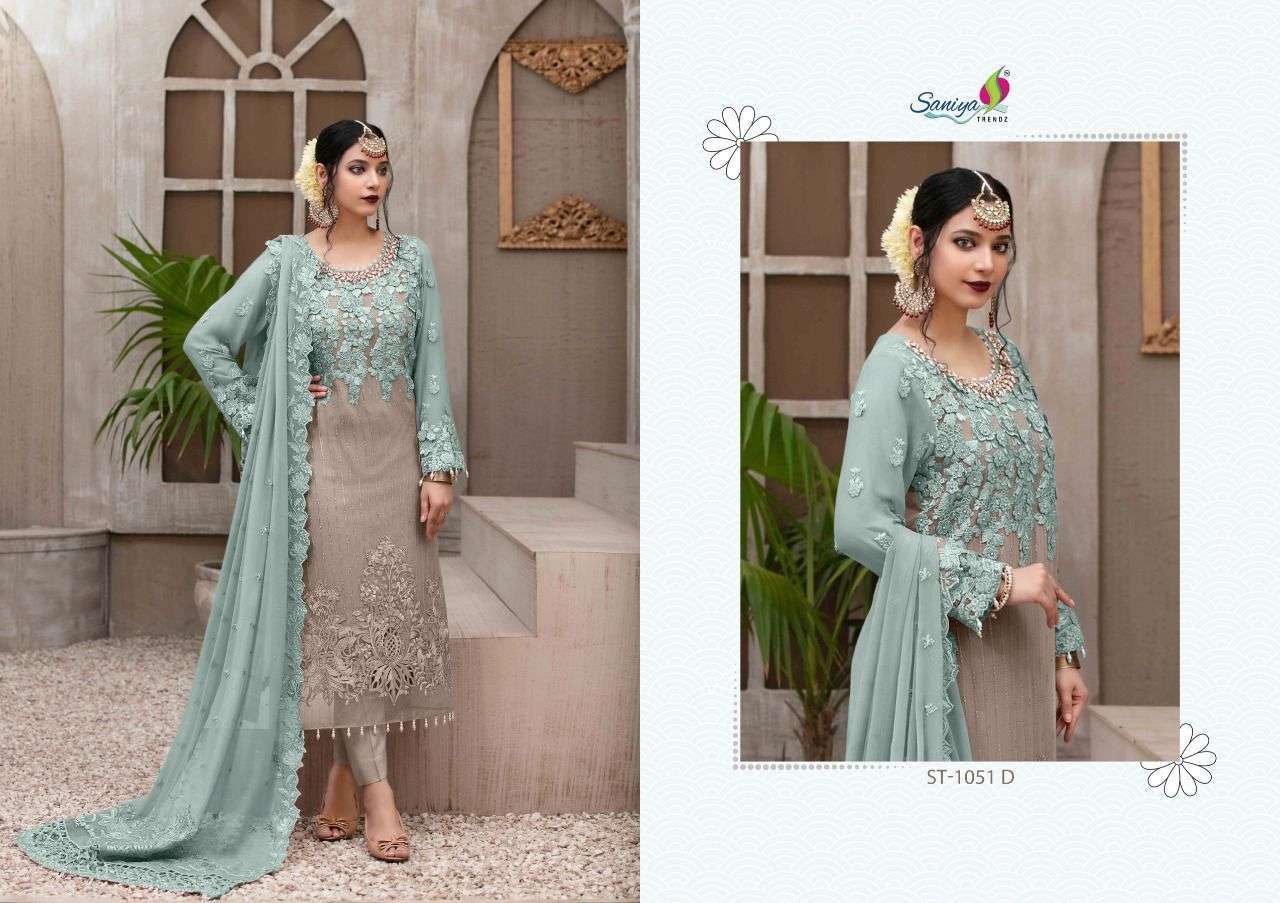 Saniya Trends ST 1051 Colors Fancy Pakistani Suit Collection Wholesaler