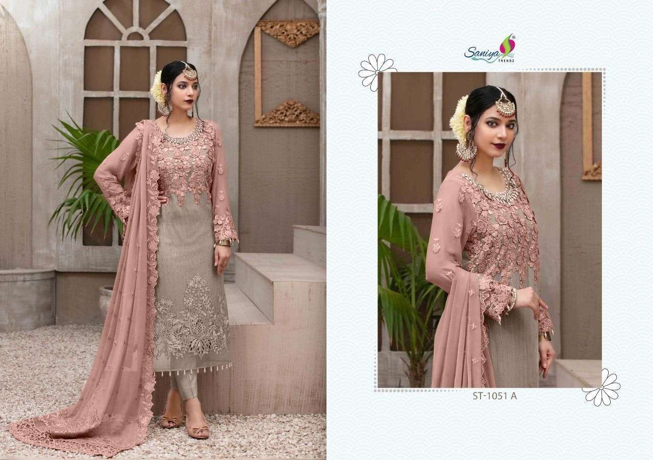 Saniya Trends ST 1051 Colors Fancy Pakistani Suit Collection Wholesaler