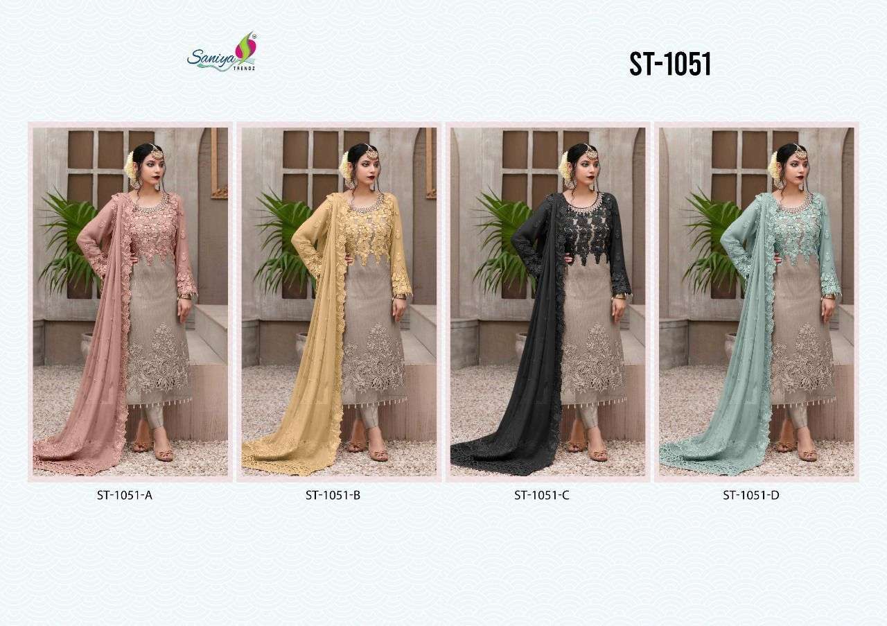 Saniya Trends ST 1051 Colors Fancy Pakistani Suit Collection Wholesaler