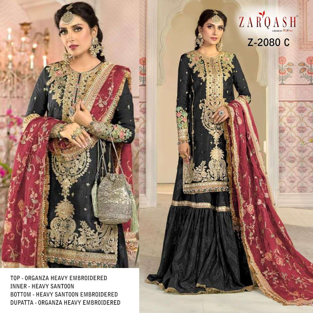Zarqash Mariya B Mbroidered Vol 2 Z 2080 Colors Pakistani Suit Collection in surat