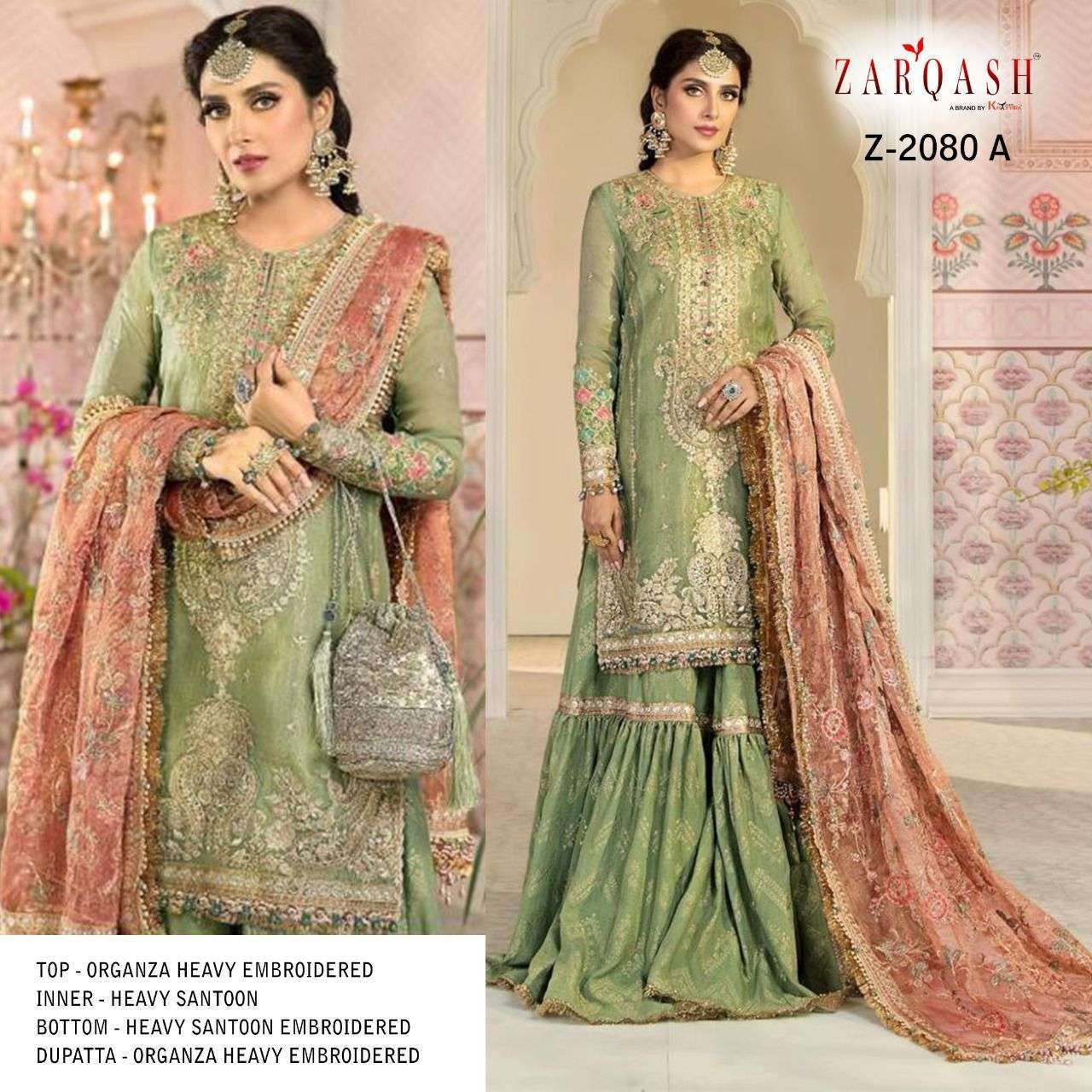 Zarqash Mariya B Mbroidered Vol 2 Z 2080 Colors Pakistani Suit Collection in surat