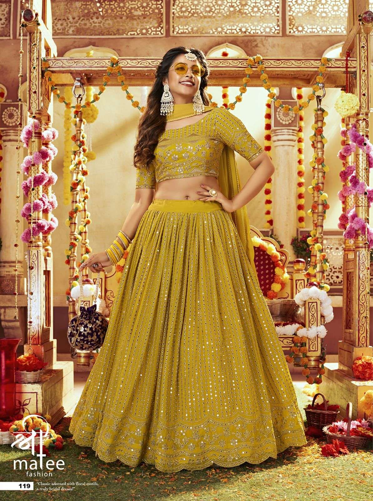 Wedding Designer Wine Colored Georgette Kids wear Lehenga Choli