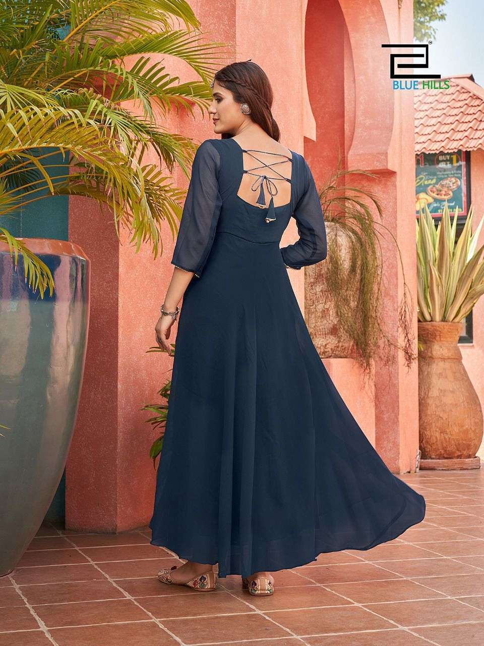 Buy Blue Hills Zia vol 3 Regular Wear Georgette Kurtis Collection Buy Front  Slit Cut Wholesale Kurtis in India
