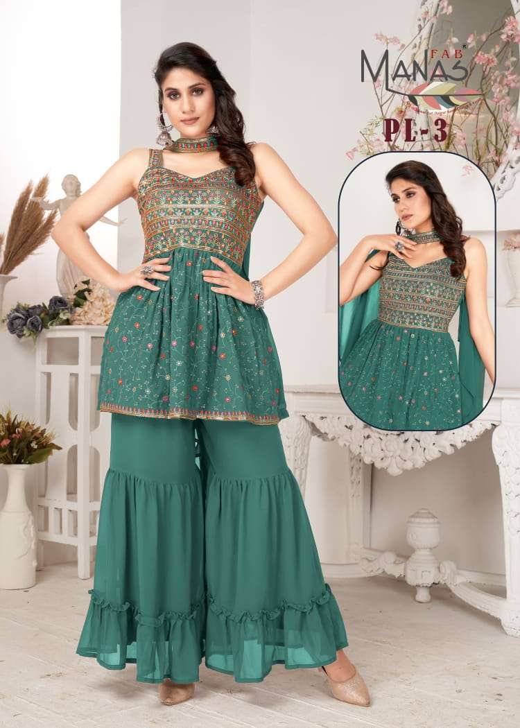 Manas Fab PL 3 Designer Peplum Style Party Wear Dress Collection Dealer