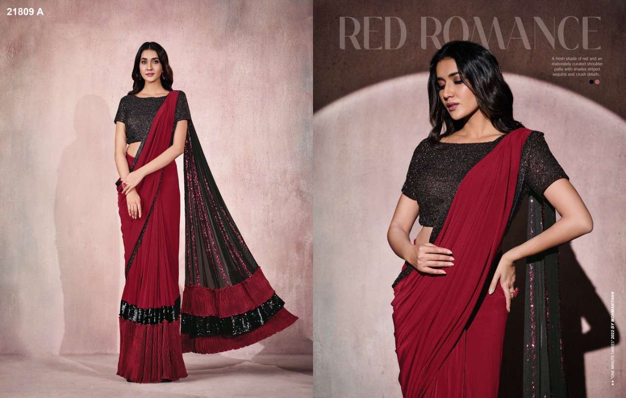 Maroon One Minute Readymade Saree