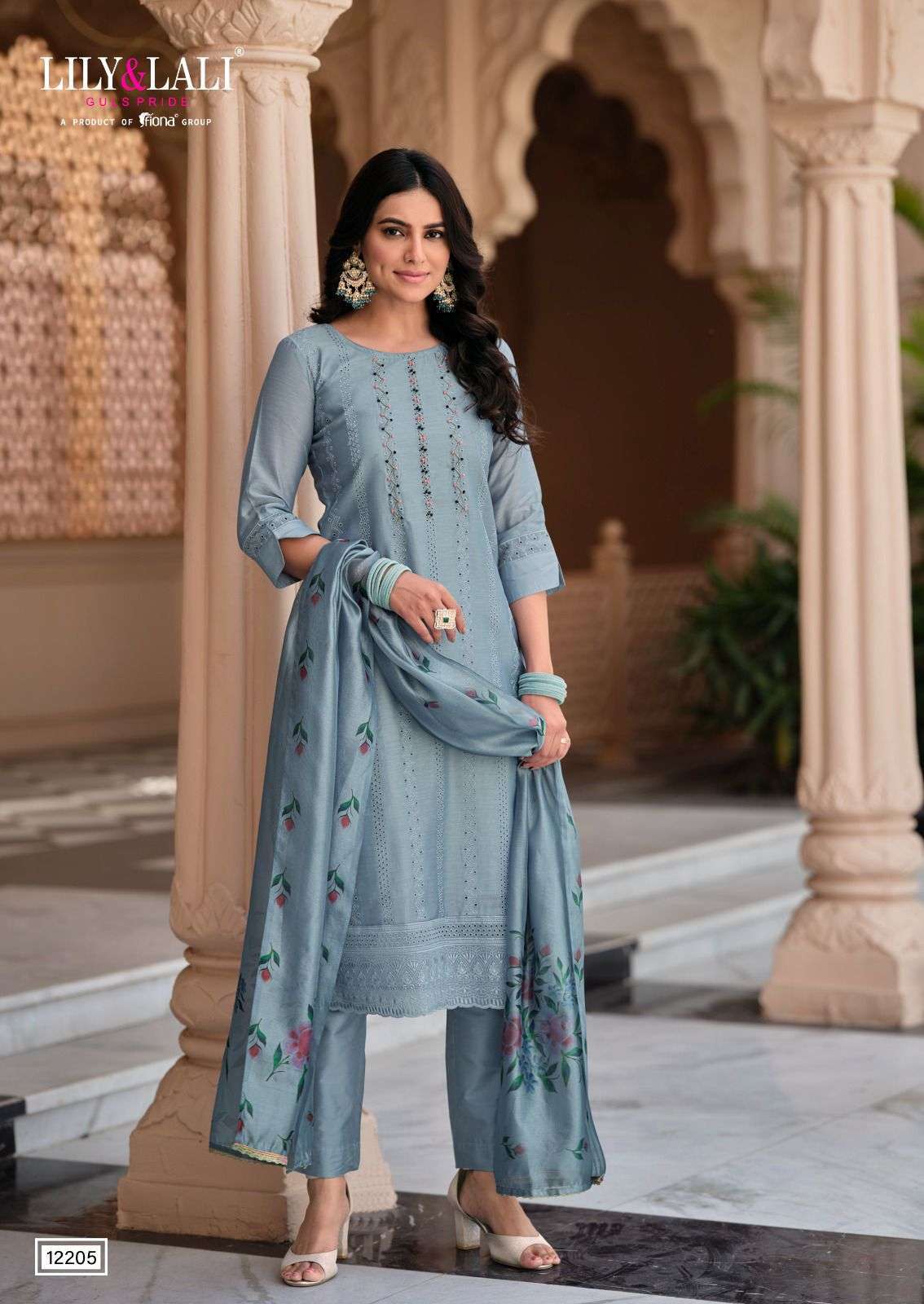Buy Madeesh Pakistani Suits for Women, Cotton Self Embroidered Top Neck  Line, Semi Lawn Bottom, Silver Chiffon printed Dupatta, Pakistani Concept  Dress Material, Pakistani Suits Designer at Amazon.in