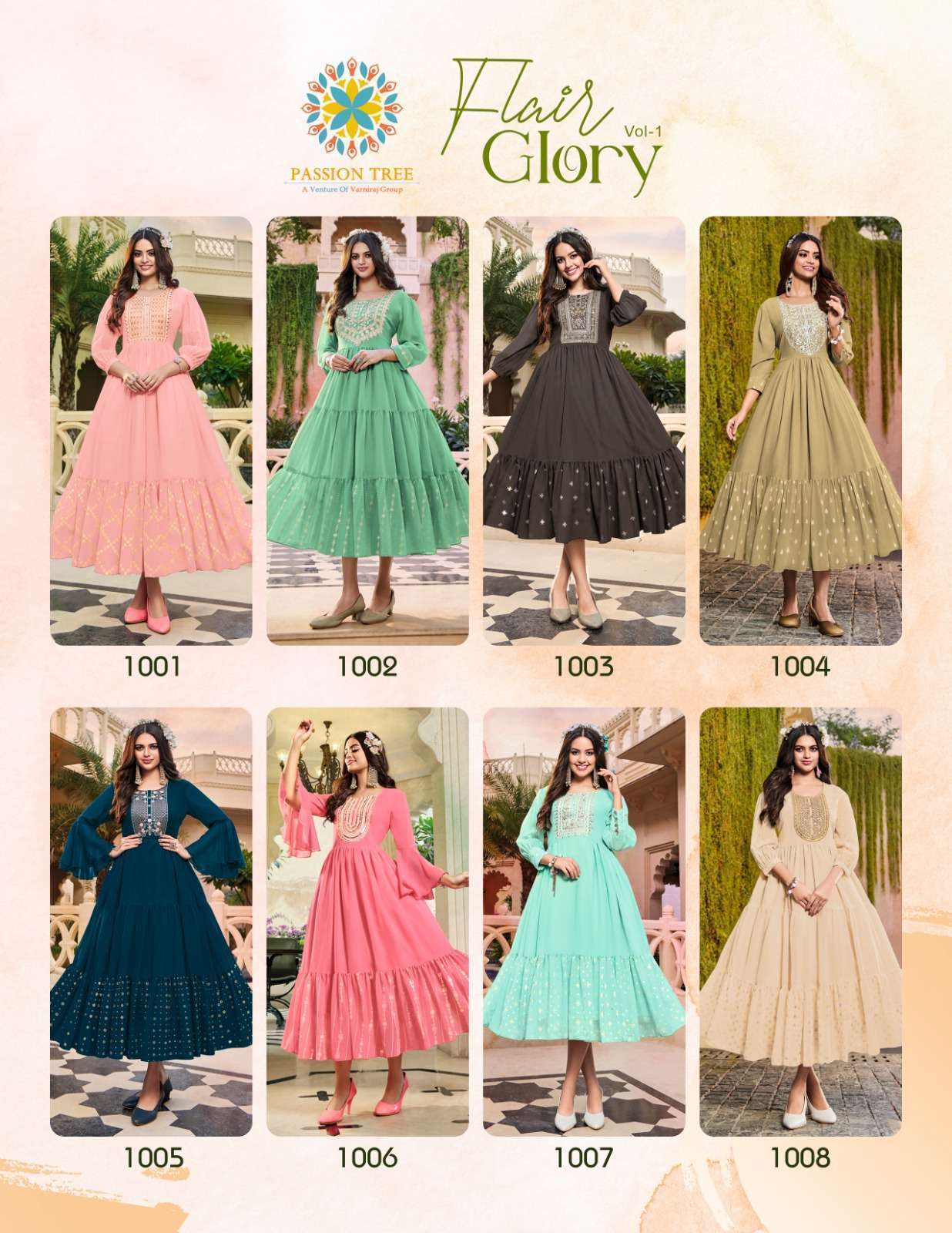 Passion Tree Flair Glory Vol 1 Designer Flair Kurti Gown Catalog Dealers