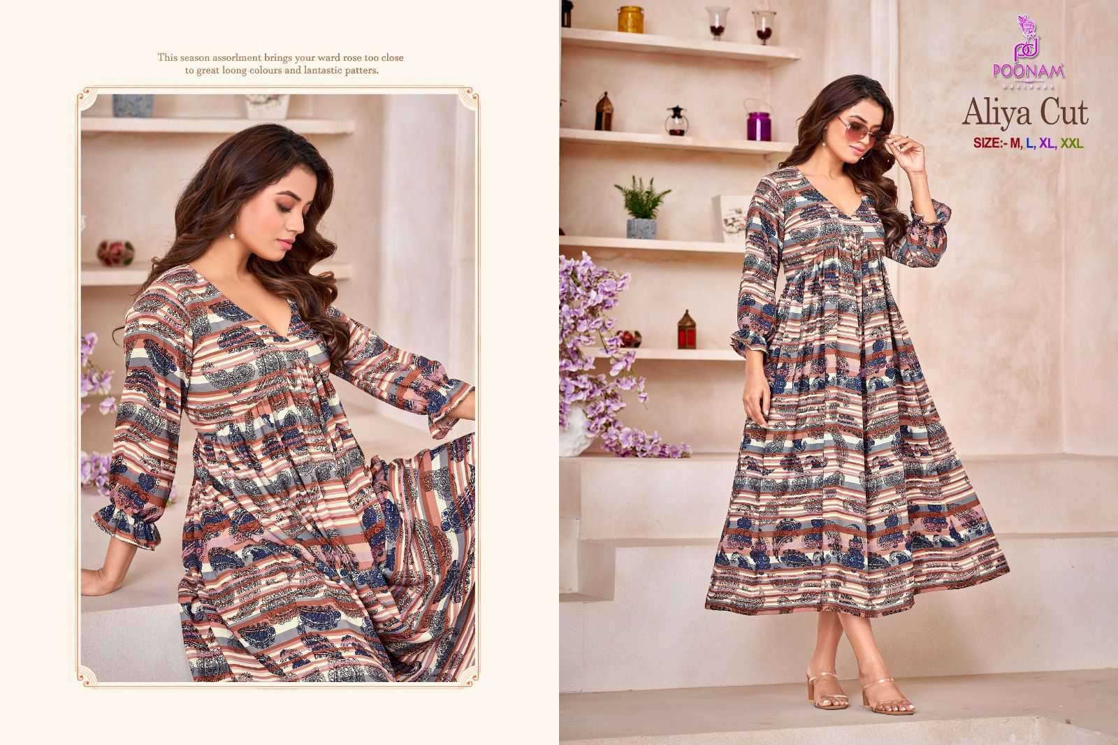 Aayaa Vol 8 Fancy Pattern Designer Full Flair Kurti Gown Supplier New  Arrivals